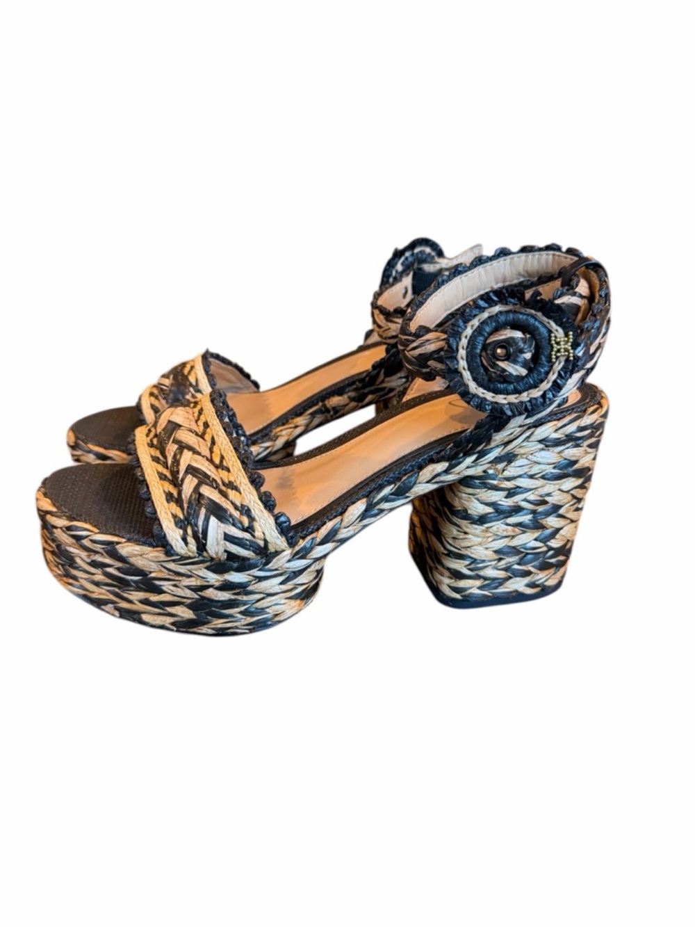 Sam Edelman‎ Woven Platform Sandals in Natural & Black